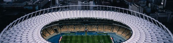 football stadium, Kiev, Ukraine Wallpaper 1590x400