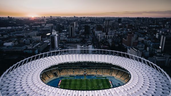 football stadium, Kiev, Ukraine Wallpaper 5464x3073