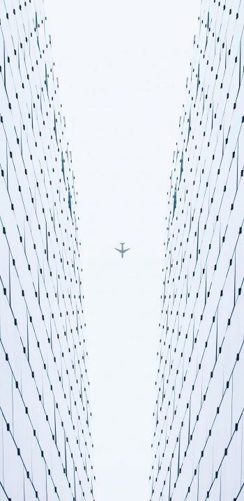 plane, white, light Wallpaper 1440x2960