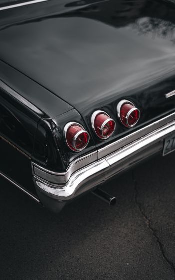 retro car, black, taillight Wallpaper 1752x2800