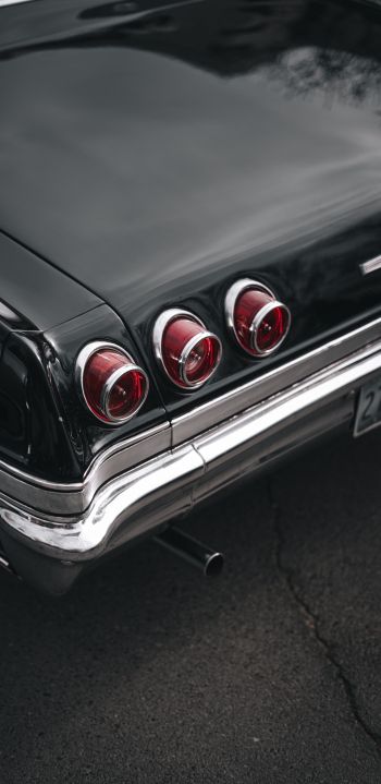 retro car, black, taillight Wallpaper 1440x2960