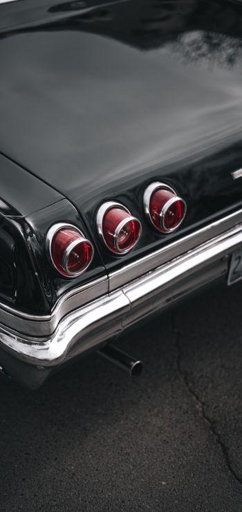 retro car, black, taillight Wallpaper 1440x3040