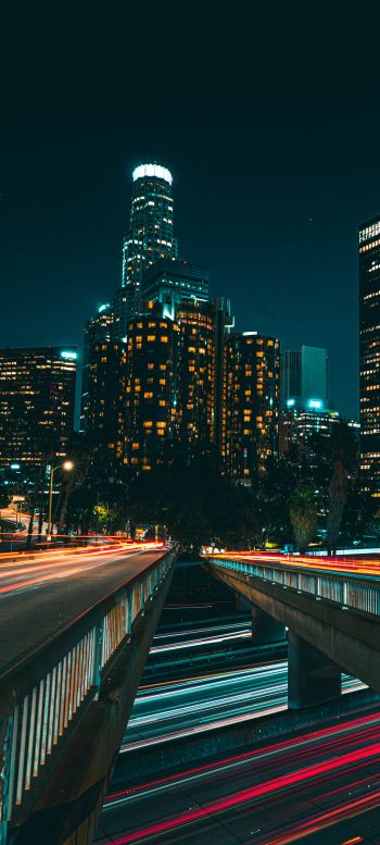 Обои 720x1600 Лос-Анджелес, ночной город, США