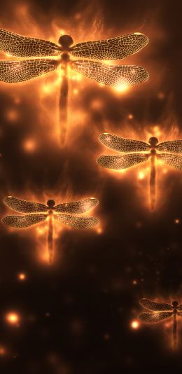 dragonfly, background, lights Wallpaper 1440x2960