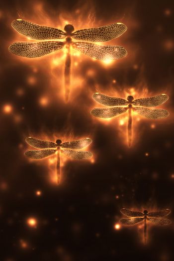 dragonfly, background, lights Wallpaper 640x960