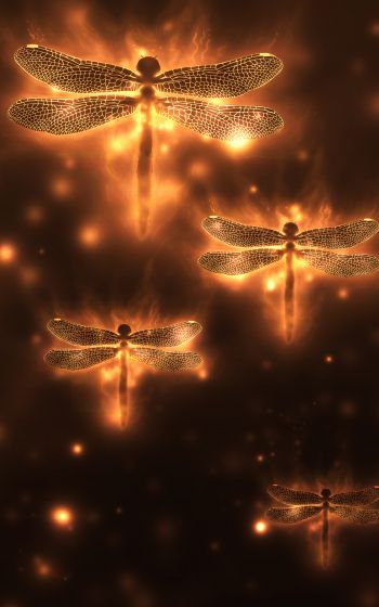 dragonfly, background, lights Wallpaper 1600x2560