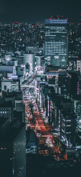 Обои 1080x2340 Токио, Япония, ночной город