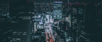 Tokyo, Japan, night city Wallpaper 3440x1440