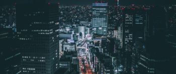 Обои 2560x1080 Токио, Япония, ночной город