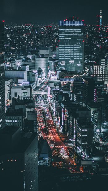 Обои 640x1136 Токио, Япония, ночной город