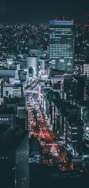 Обои 1080x2280 Токио, Япония, ночной город