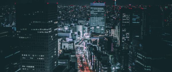 Tokyo, Japan, night city Wallpaper 2560x1080