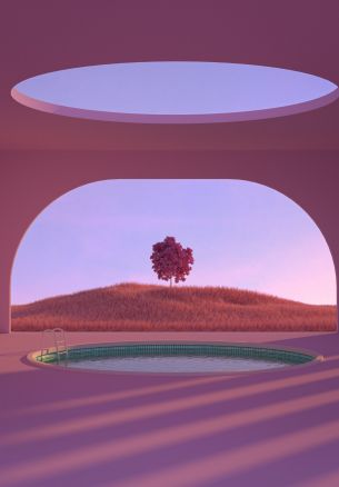 pink, pool Wallpaper 1640x2360