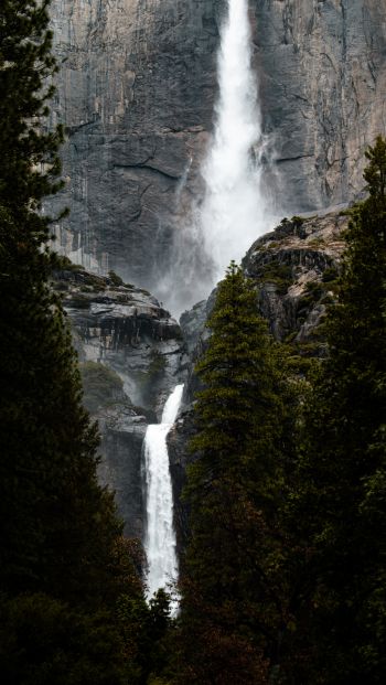 waterfall, mountains, nature Wallpaper 640x1136