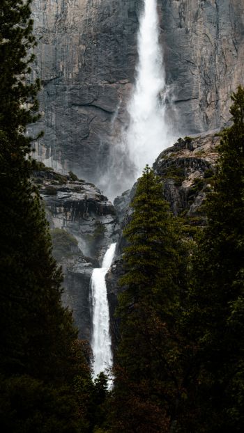 Обои 720x1280 водопад, горы, природа