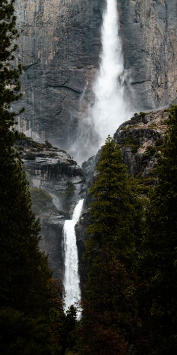 waterfall, mountains, nature Wallpaper 720x1440