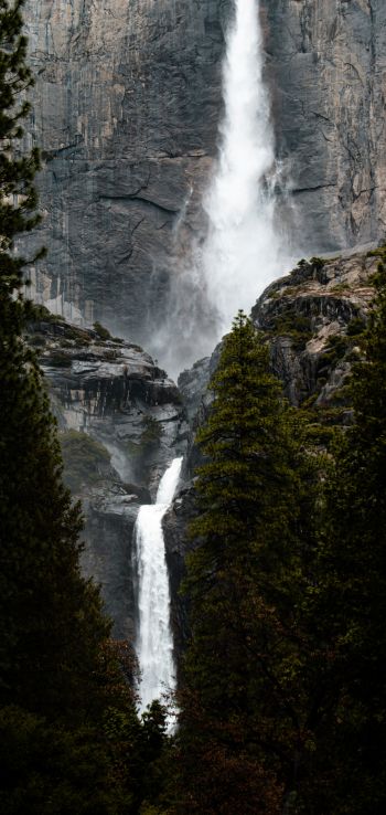 Обои 1080x2280 водопад, горы, природа