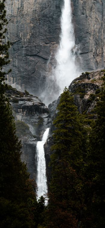waterfall, mountains, nature Wallpaper 1242x2688