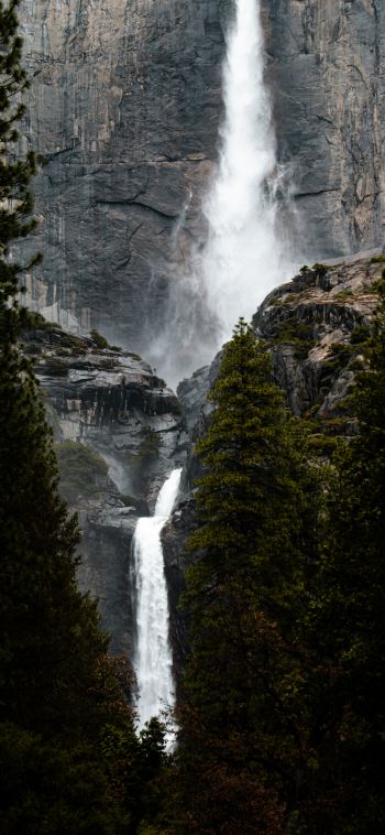 Обои 1080x2340 водопад, горы, природа