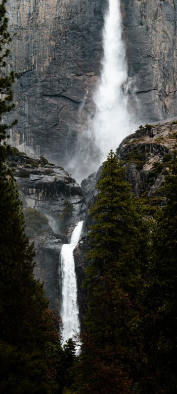 Обои 1080x2400 водопад, горы, природа