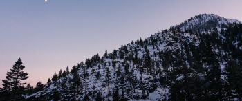 mountain, slope, morning, snow Wallpaper 3440x1440
