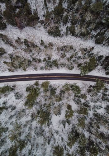 winter road, top view Wallpaper 1668x2388