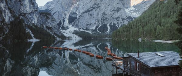 mountains, lake Wallpaper 3440x1440