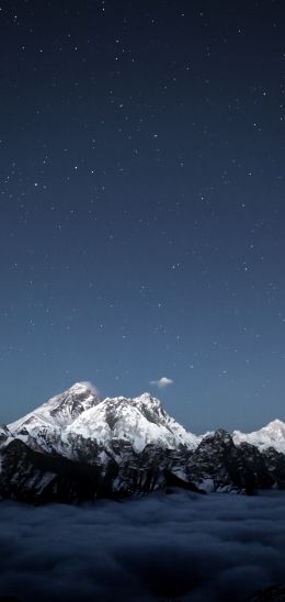 mountains, starry sky, night Wallpaper 1080x2280