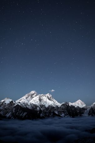 mountains, starry sky, night Wallpaper 640x960