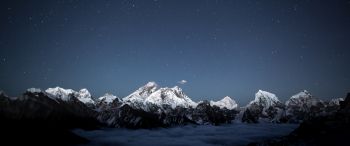 mountains, starry sky, night Wallpaper 3440x1440