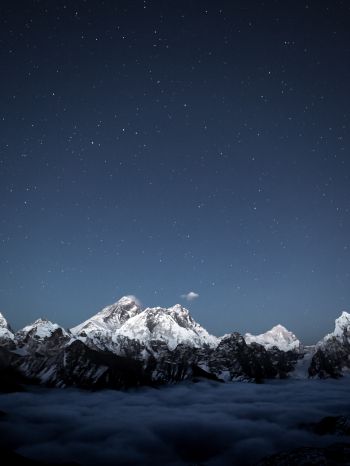 mountains, starry sky, night Wallpaper 1668x2224