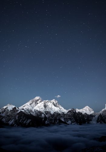 mountains, starry sky, night Wallpaper 1640x2360