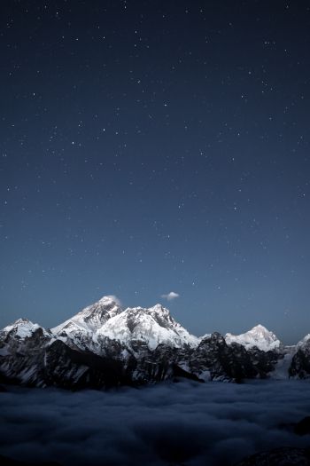 mountains, starry sky, night Wallpaper 640x960