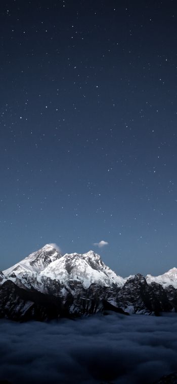 mountains, starry sky, night Wallpaper 1284x2778