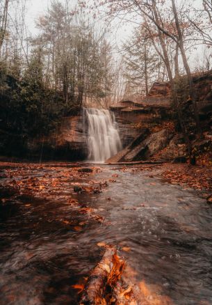 waterfall, autumn Wallpaper 1640x2360