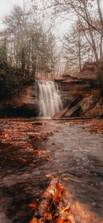 waterfall, autumn Wallpaper 1080x2340