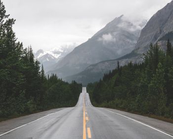 mountains, road, forest Wallpaper 1280x1024