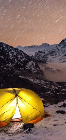 tent, highlands Wallpaper 1440x3040