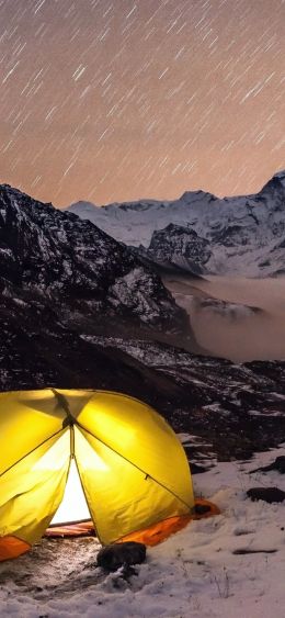 tent, highlands Wallpaper 1080x2340
