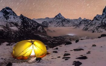 Обои 1920x1200 палатка, горная местность