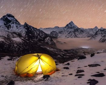 Обои 1280x1024 палатка, горная местность