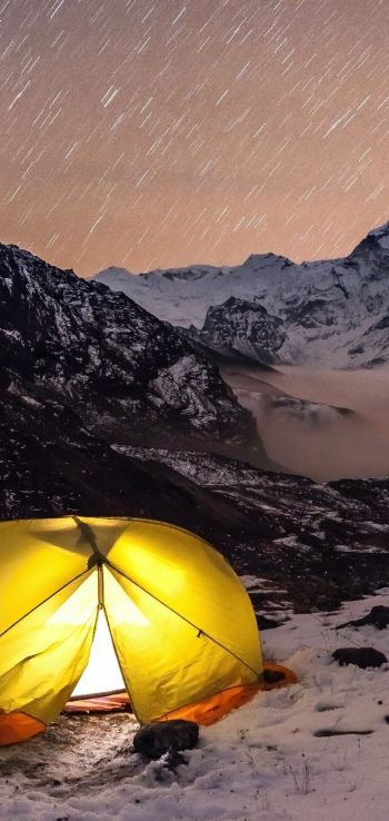 tent, highlands Wallpaper 720x1520