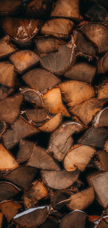 firewood, polennica, tree Wallpaper 1440x3040