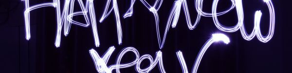 New Year, neon, long exposure Wallpaper 1590x400