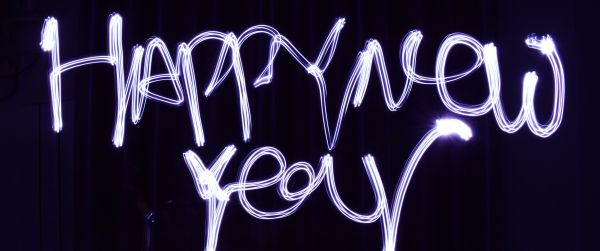 New Year, neon, long exposure Wallpaper 3440x1440