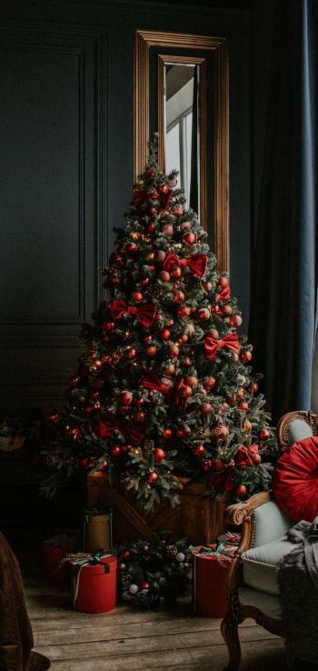 Christmas tree, New Year, holidays Wallpaper 1440x3040