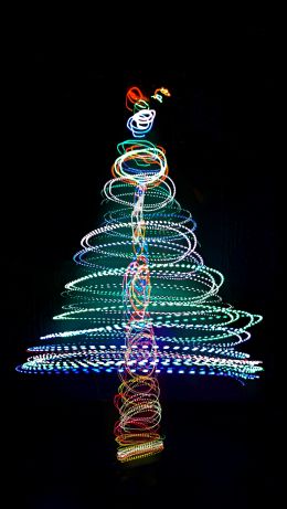 Christmas tree, long exposure, photo Wallpaper 640x1136