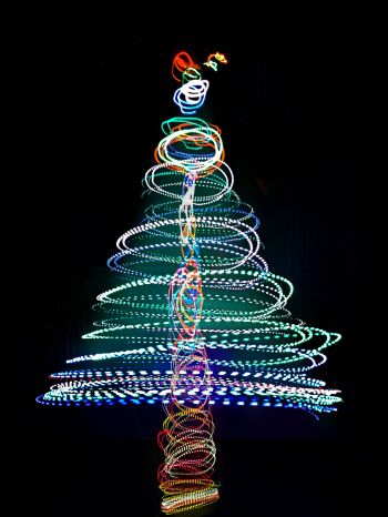 Christmas tree, long exposure, photo Wallpaper 1620x2160