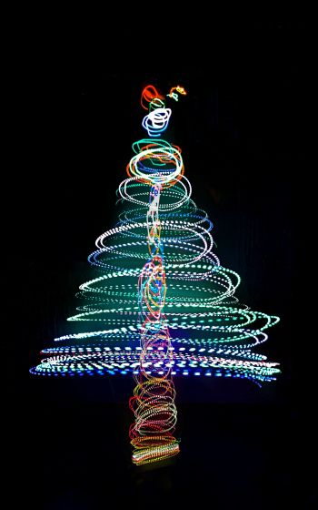 Christmas tree, long exposure, photo Wallpaper 800x1280