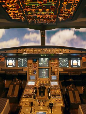 aircraft cockpit, aircraft, dashboard Wallpaper 1668x2224